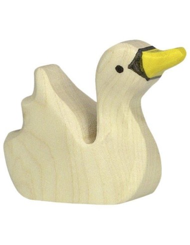 Figurine en Bois Holztiger le bébé Cygne Blanc