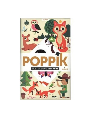 Poppik 60 Stickers  Poster Géant Les animaux de la forêt - Poppik