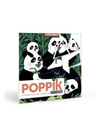 Poppik Stickers Les Animaux sauvages 3 x 35 gommettes - Poppik