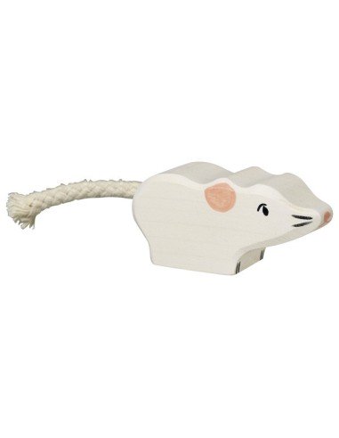 Figurine en Bois Holztiger La Souris Blanche - Holztiger