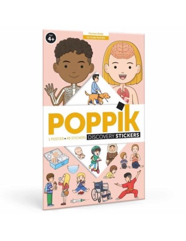 Poppik Stickers Mon poster sur le Corps Humain en 49 gommettes - Poppik