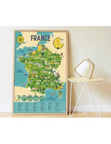 Poppik Le poster stickers la Carte de la France en 88 gommettes - Poppik