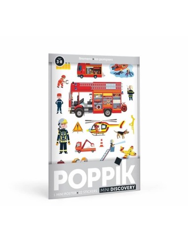 Poppik mon mini poster des pompiers en 22 stickers - Poppik