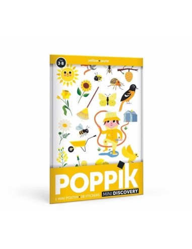 Poppik découvre la couleur jaune grâce aux 24 stickers sur le Théme du Jardin - Poppik