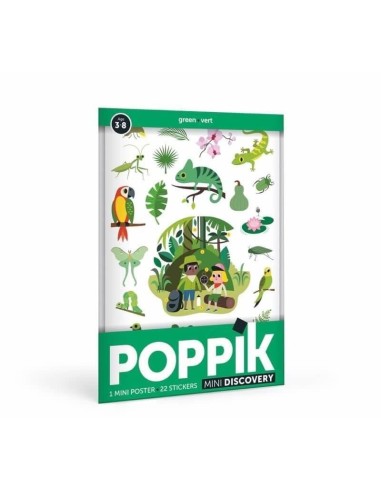 Poster Poppik mini pour découvrir la couleur Verte en 24 stickers - Poppik