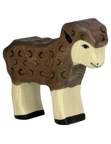 Figurine en Bois Holztiger l'agneau marron - Holztiger