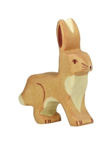 Figurine en Bois Holztiger Lapin oreilles en l'air - Holztiger