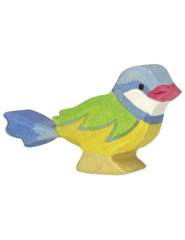 Figurine en Bois Holztiger oiseau la Mésange Bleue - Holztiger