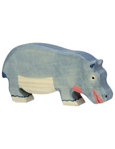 Figurine en Bois Holztiger l'hippopotame mangeant - Holztiger