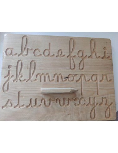 Tableau de tracage en Bois Brut Lettre cursives - Oyuncak House