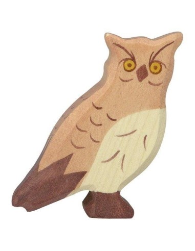 Figurine en Bois Holztiger le hibou marron - Holztiger