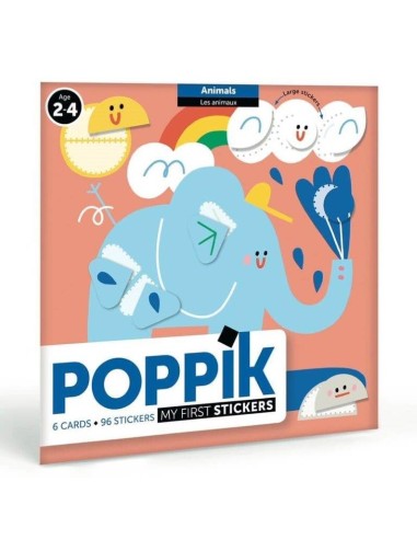 Poppik 6 cartes des animaux 96 Stickers Gommettes - Poppik