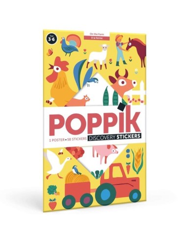 Poppik Stickers Mon poster sur la ferme en 58 gommettes - Poppik