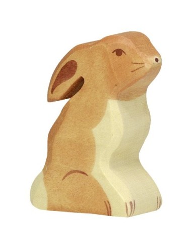 Figurine en Bois Holztiger Lapin Assis - Holztiger