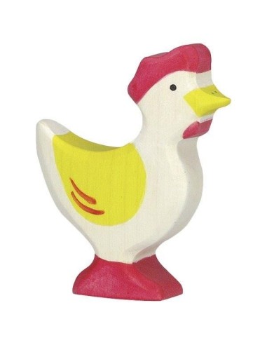 Figurine en Bois Holztiger la Poule debout jaune - Holztiger