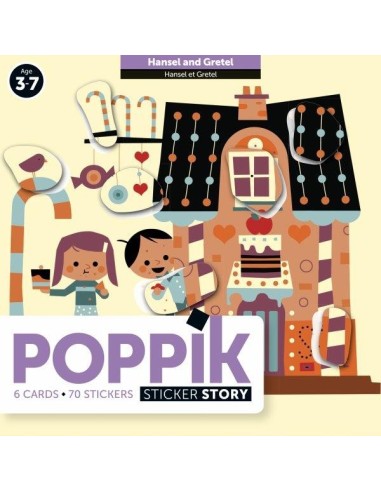 Poppik 6 cartes Hansel & Gretel 70 Stickers Gommettes - Poppik