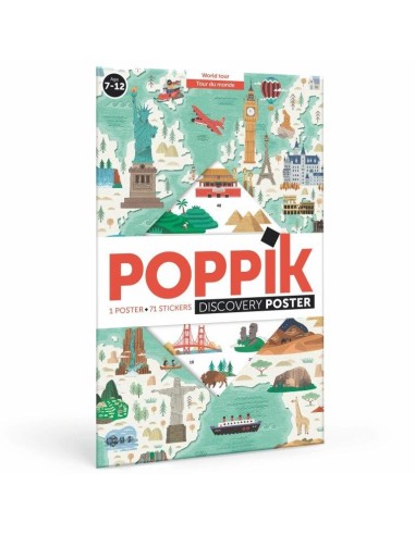 Poppik Le Tour du Monde Poster géant de 71 stickers - Poppik