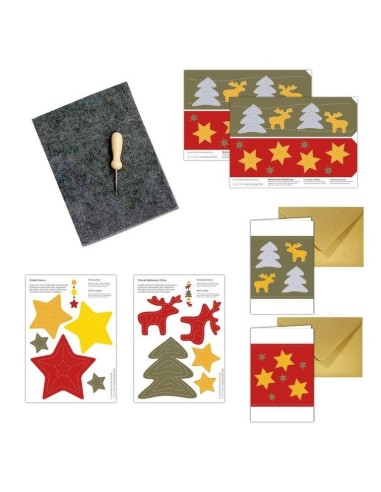 kit de Cartes à poinçonner de pré-écriture sur le thème de Noel avec enveloppes - familienmomente