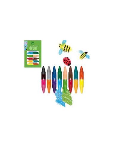 Djeco Coffret de 8 crayons à double coté - Djeco