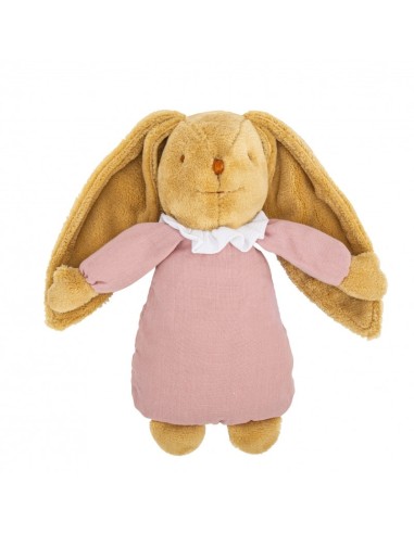 Doudou Trousselier Lapin Vieux Rose musical Coton Biologique - Trousselier