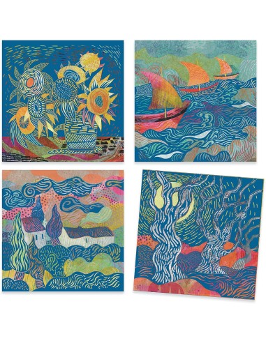 Djeco 4 cartes a gratter de Vincent Van Gogh - Djeco