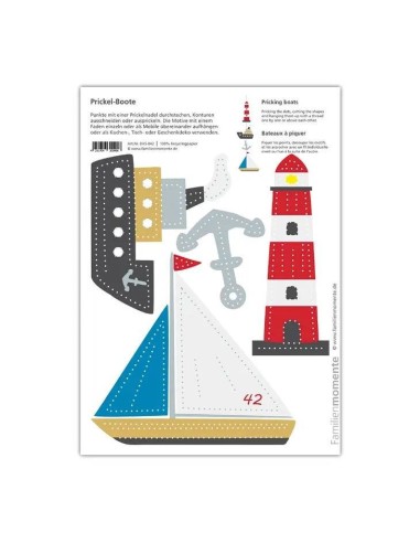 Carte à poinçonner de pré-écriture sur le thème des bateaux - familienmomente