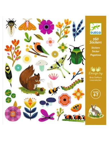 Djeco Stickers en 160 Gommettes sur le thème des animaux du jardin - Djeco