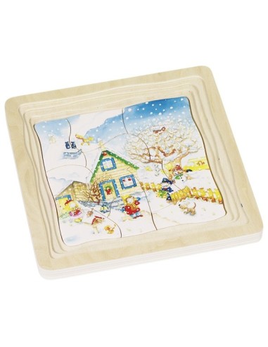 Goki Puzzle 4 en 1 en Bois sur les Saisons - Goki